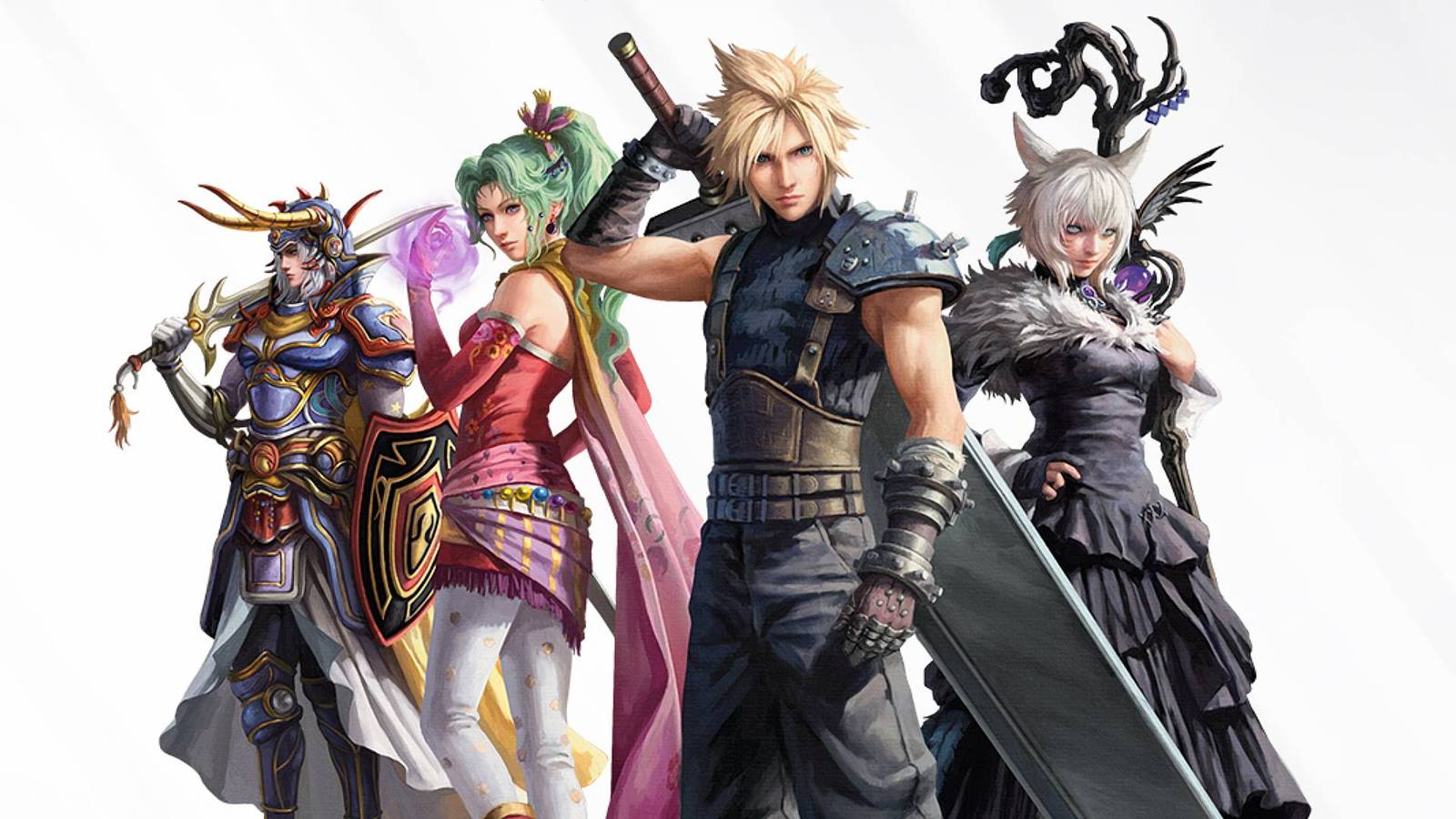 Art from the Final Fantasy Magic: The Gathering set featuring characters from across the differen...