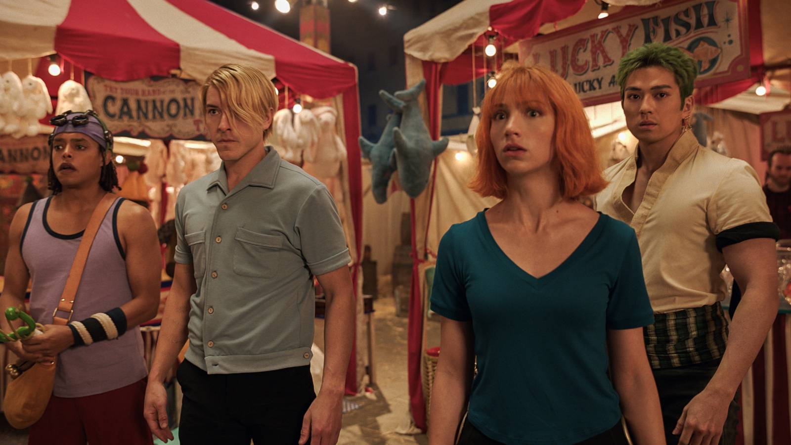 The Straw Hats at a circus in live action One Piece