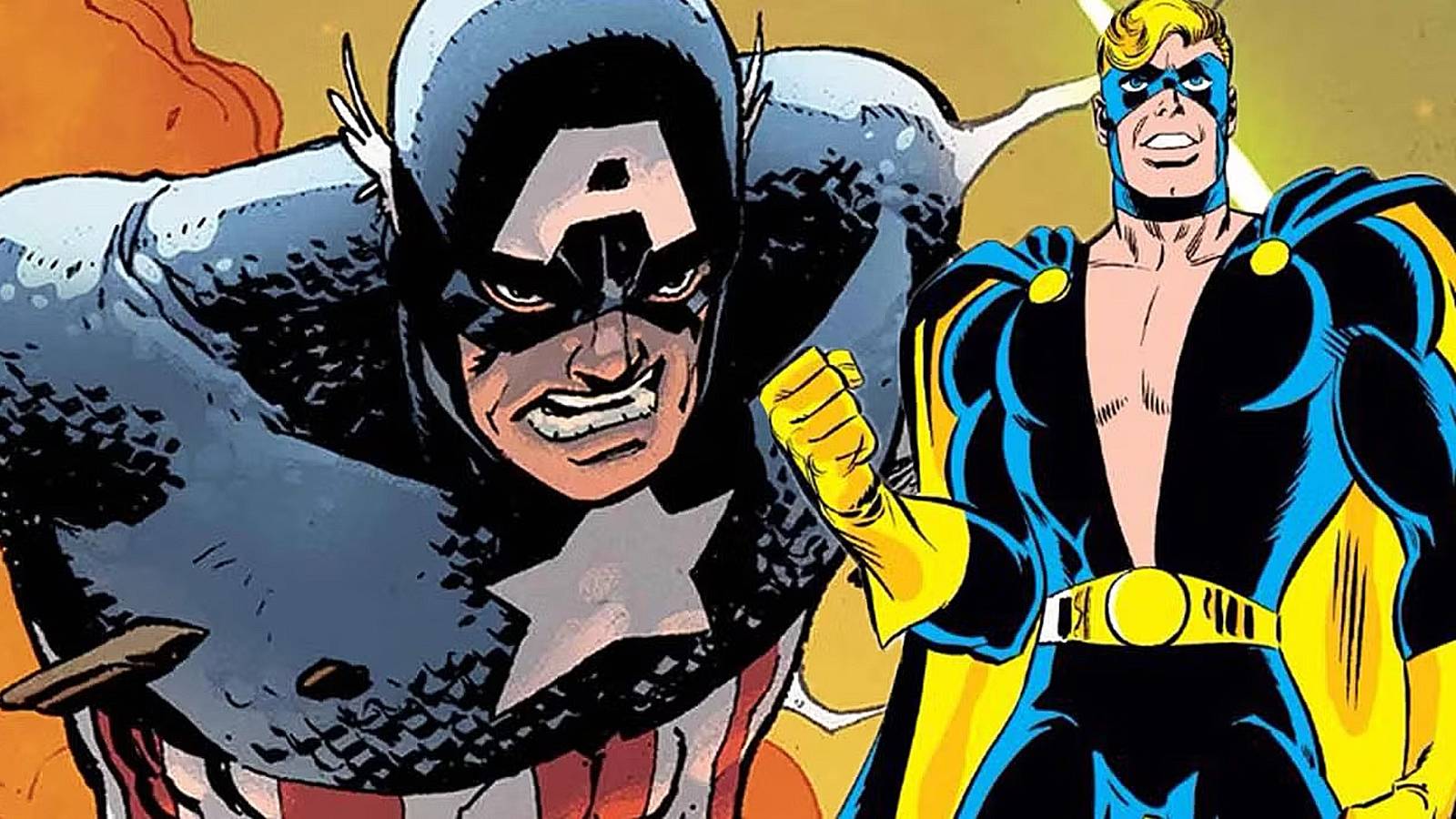 Captain America (left) gritting his teeth, and Steve Rogers as Nomad (right)
