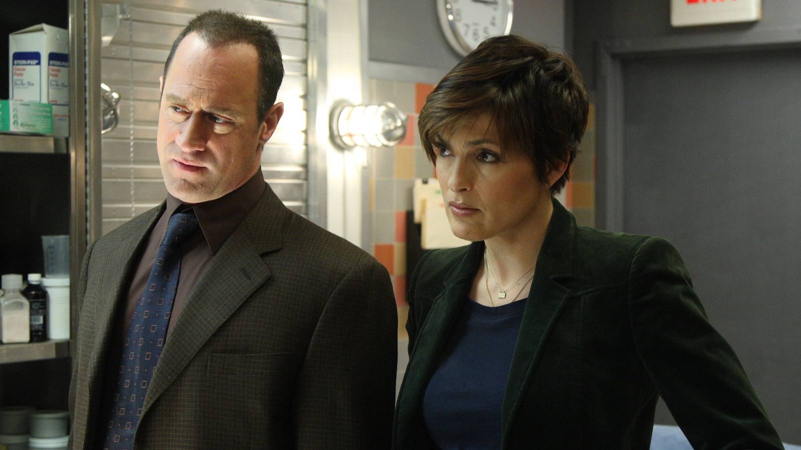 Elliot Stabler (Christopher Meloni) and Olivia Benson (Mariska Hargitay) in Law & Order: SVU.