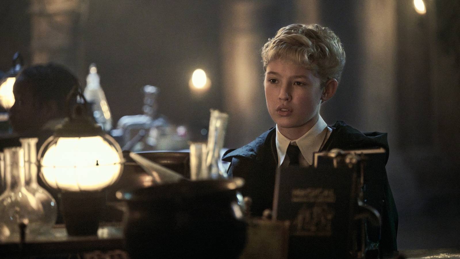 Lox Pratt as Draco Malfoy in class in Harry Potter and the Philosopher's Stone