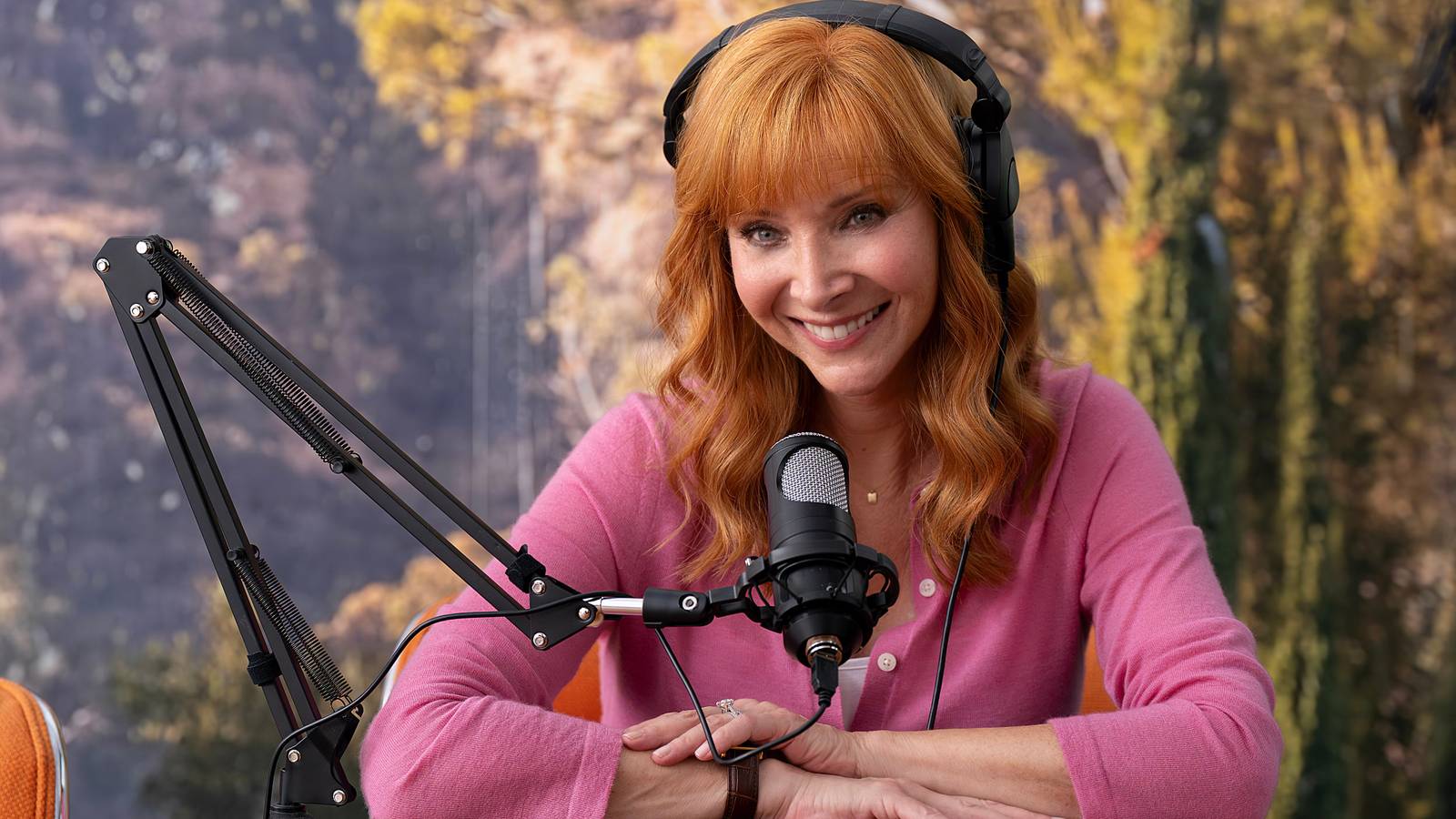Valerie recording her podcast in The Comeback