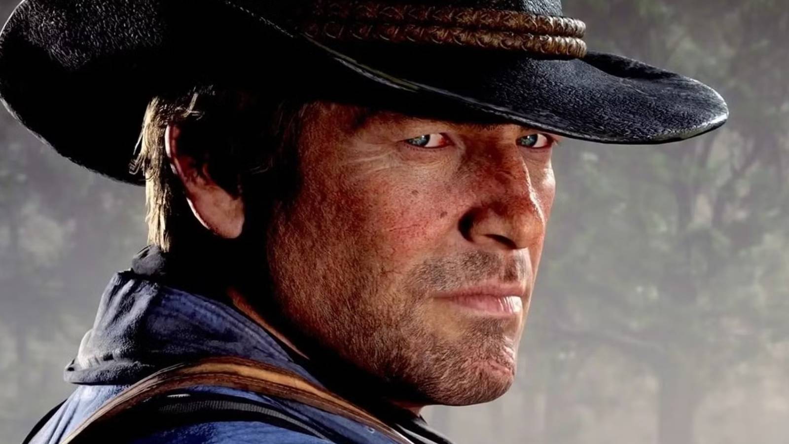 red dead redemption 2's arthur morgan looks towards the camera