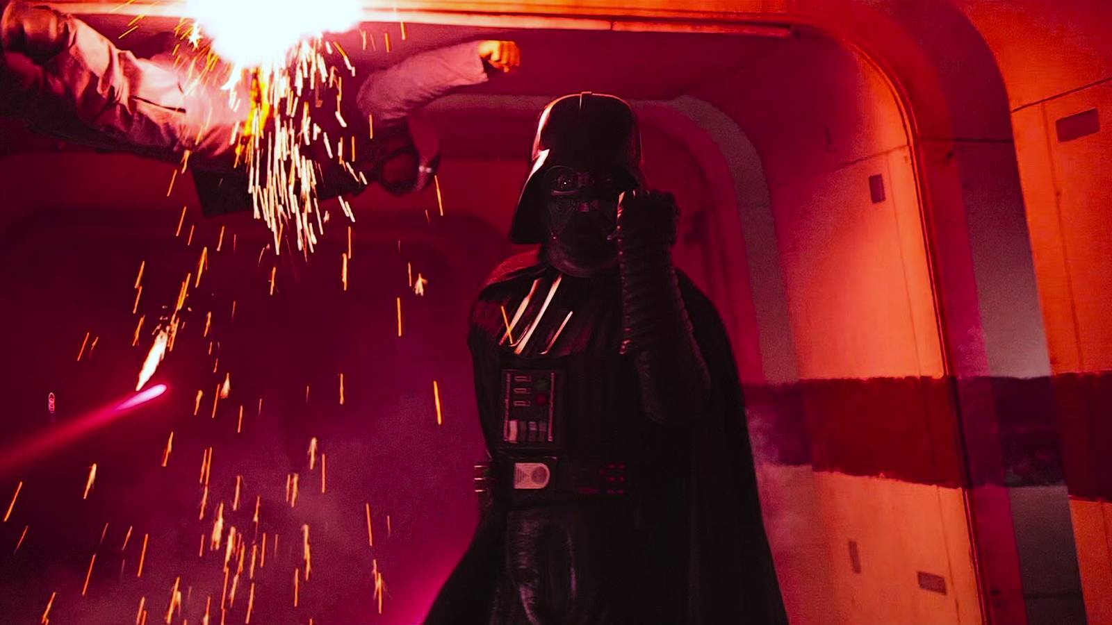 Darth Vader uses lightsaber and Force Attack Scene in Star Wars Rogue One