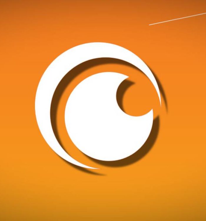 Crunchyroll Anime Logo with a shadow under it and an orange gradient in the background.
