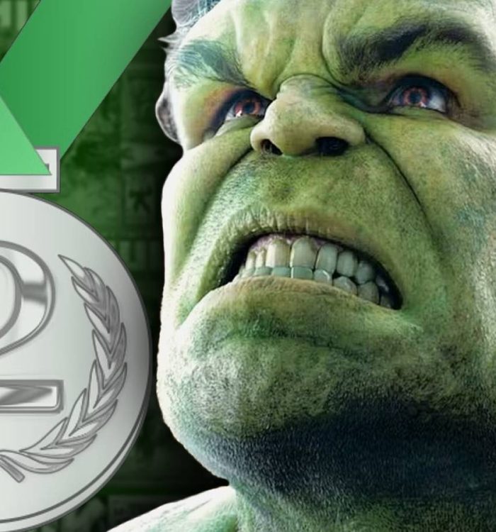 mcu hulk with classic covers blurred in background