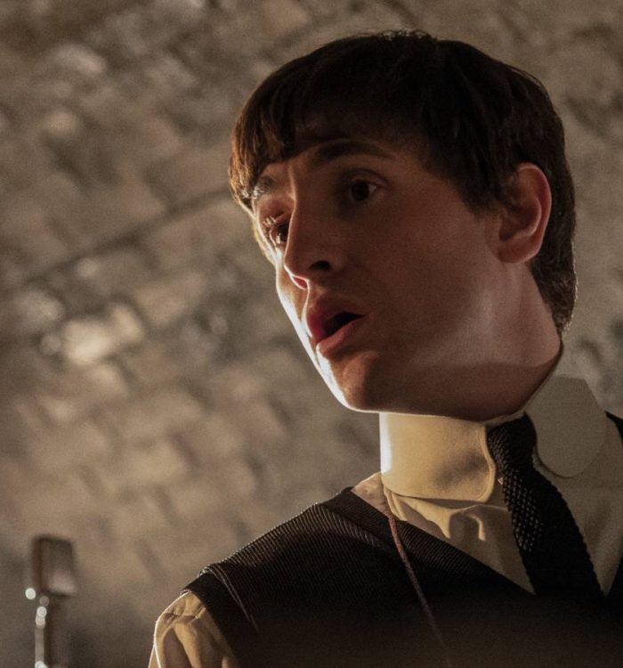 Paul Mescal with his mouth open as Paul McCartney in the Beatles biopic