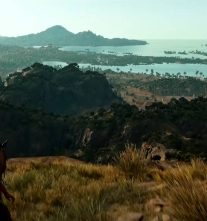 A player looking at the sights in Far Cry 6