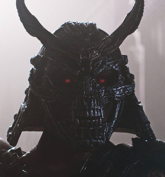 Shao Kahn wearing his mask in close-up in Mortal Kombat II