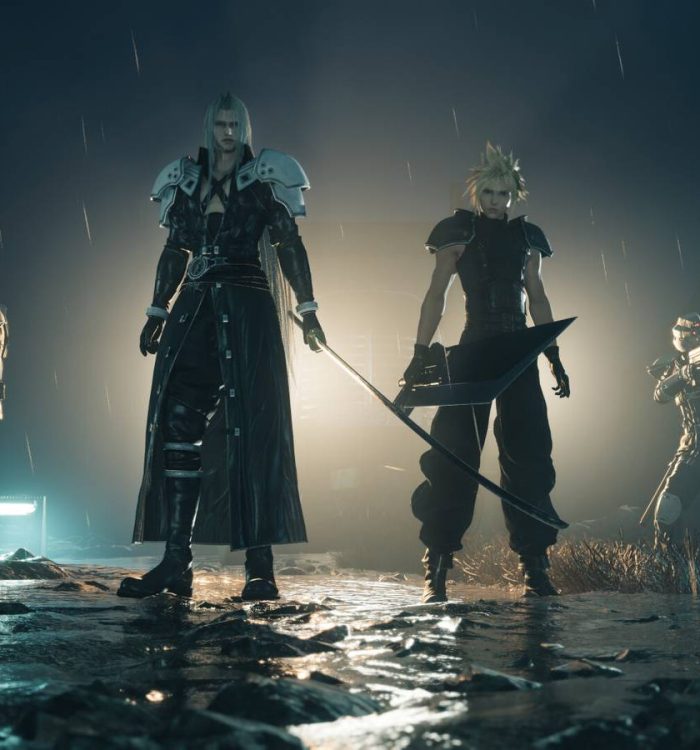 Cloud and Sephiroth standing side by side